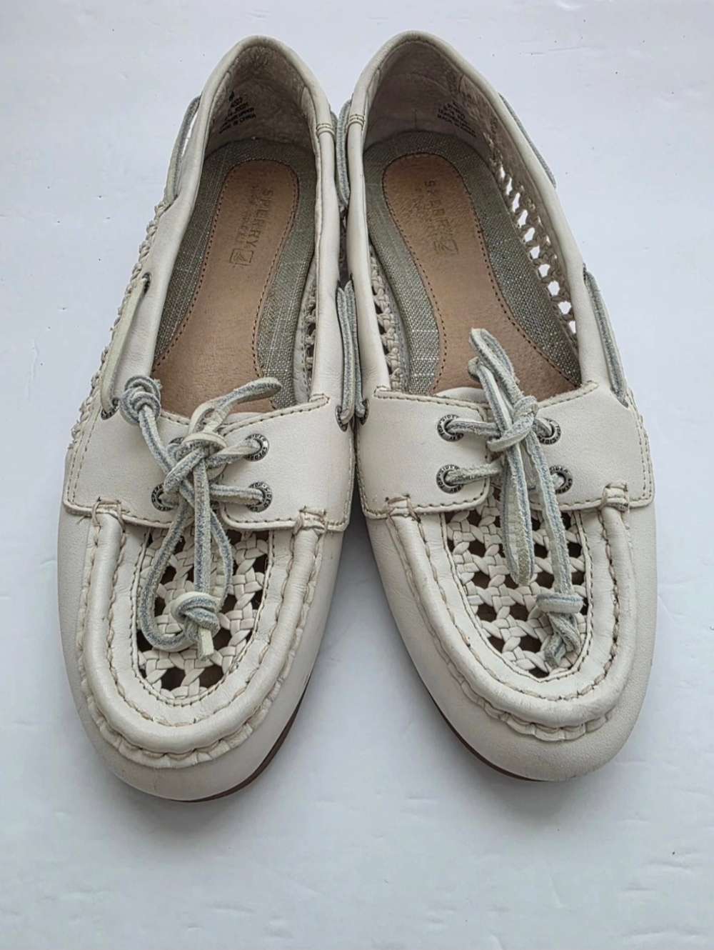 Sperry Top-Sider Leather Boat Shoes With Woven Design Loafers Coastal Life Sz 8M